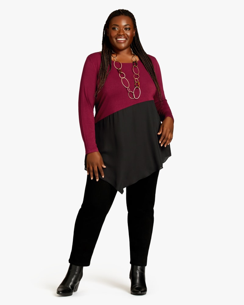 Plus size model wearing Carla Colorblock Top by Avenue | Dia&Co | dia_product_style_image_id:181966